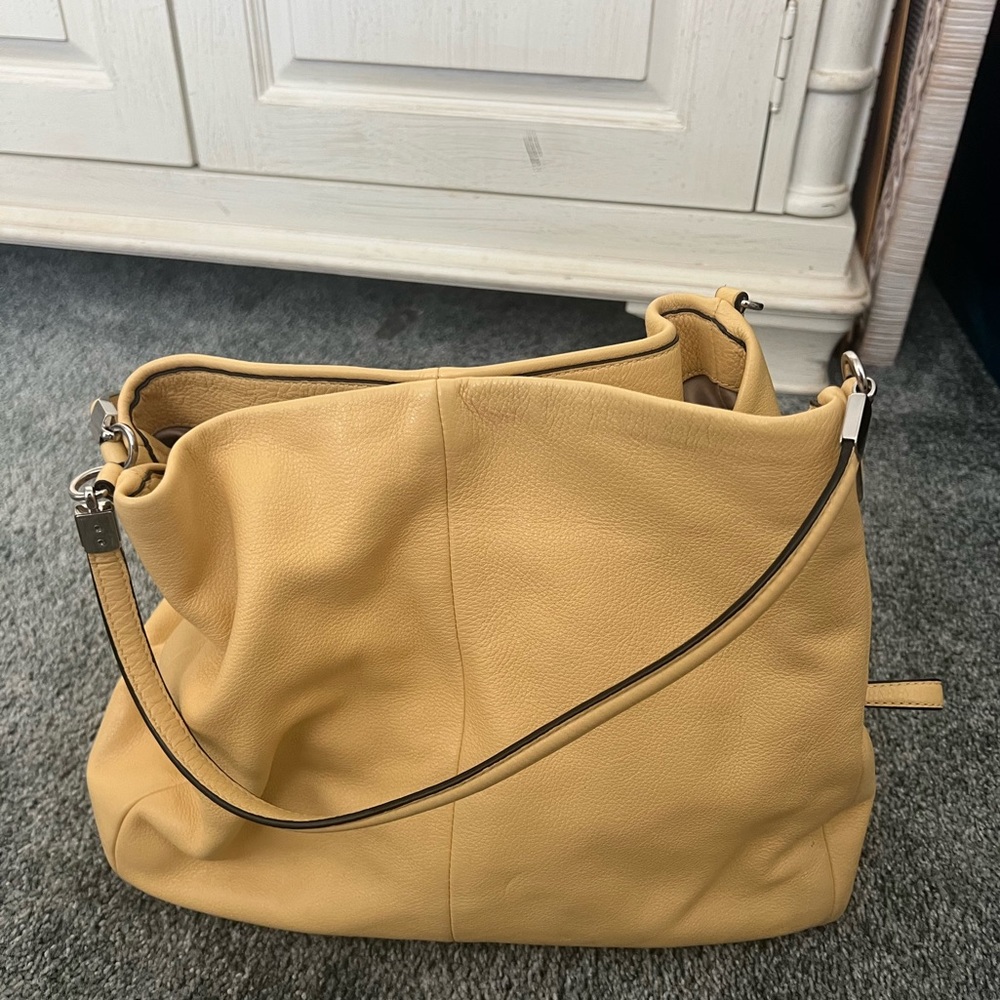 vintage yellow coach hobo bag with middle zipper